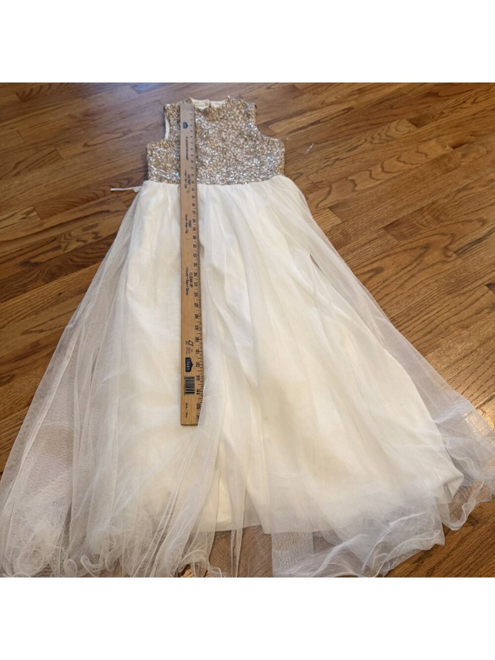 Speechless Kids Size 12 Maxi Long Tulle Dress Gold Cream